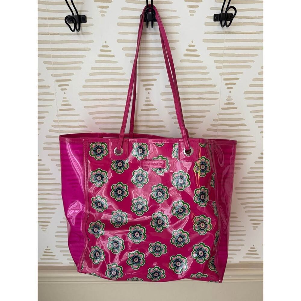 Vera Bradley Large Pink Clear Vinyl Floral Beach Tote Bag